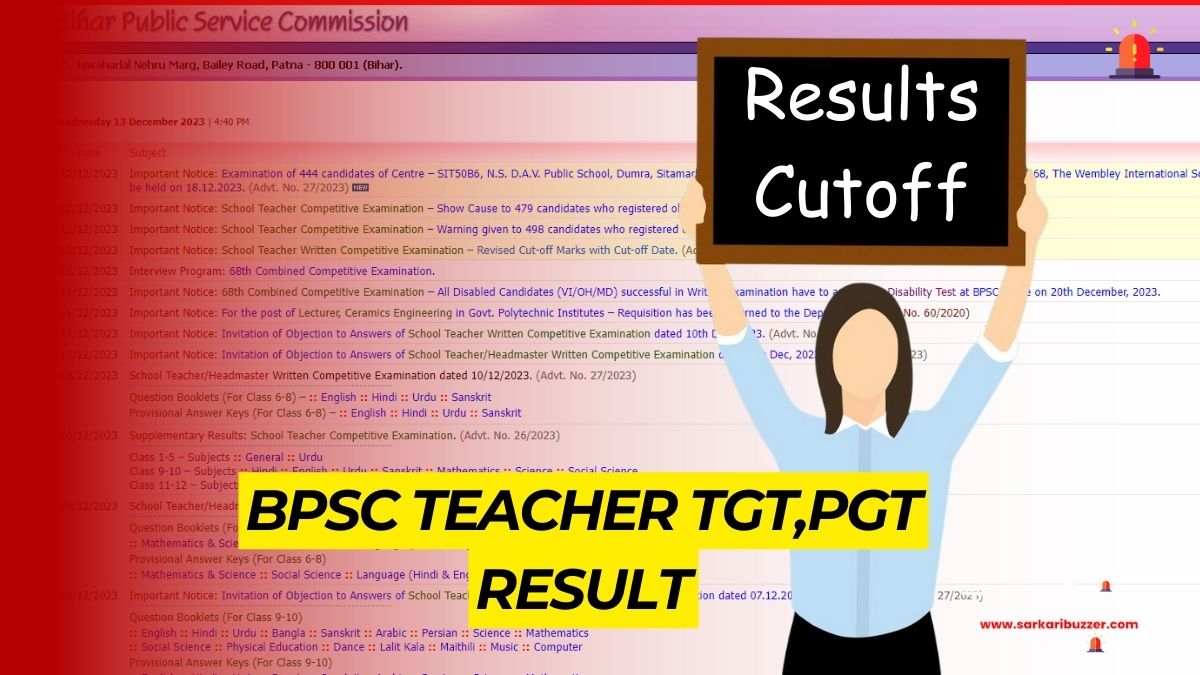 BPSC Teacher TGT,PGT Result 2023 @bpsc.bih.nic.in Cutoff PDF