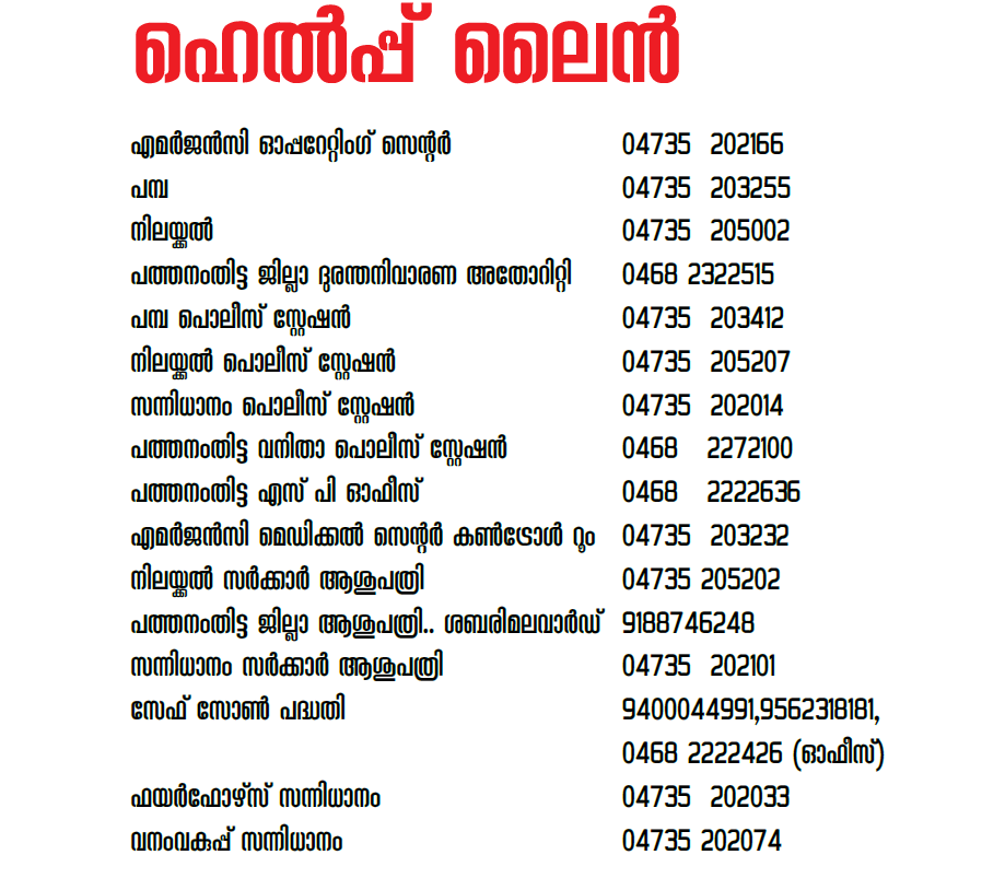 Sabarimala Online Booking helpline