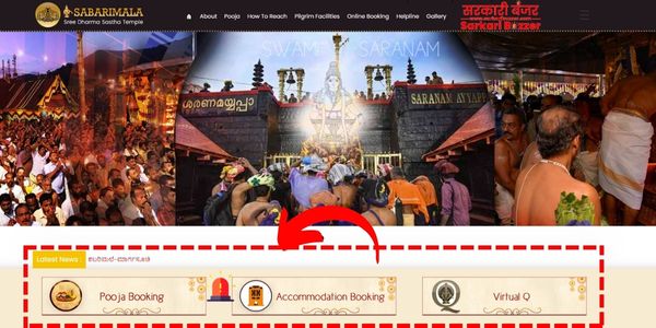 Sabarimala Online Booking register buttons