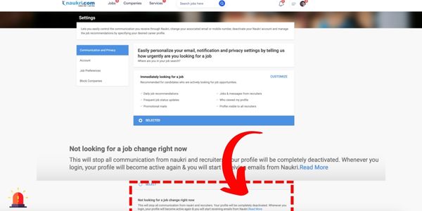 naukri profile visibility settings click on read more